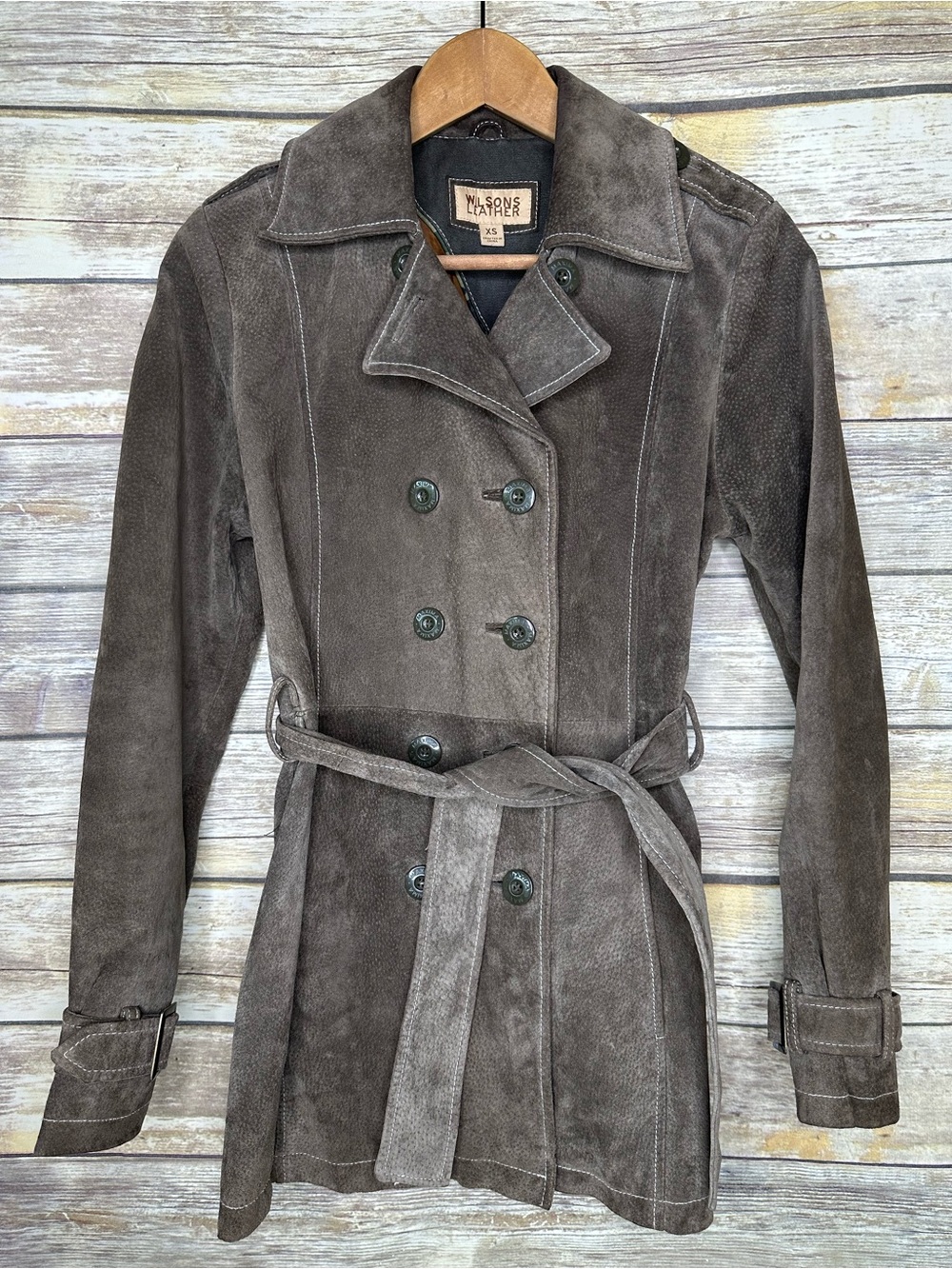Vintage Wilson’s leather suede button up belted jacket extra small